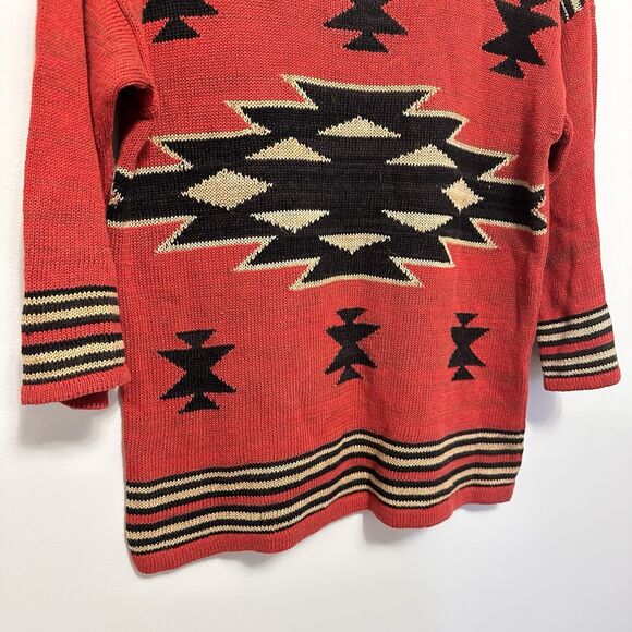 Chaps Ralph Lauren Womens XS Aztec Navajo Southwestern Knit Top Linen Blend Boho - Picture 3 of 6